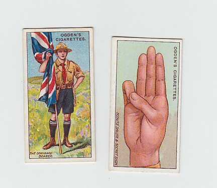 Cigarette cards, Ogden's, Boy Scouts, 2nd Series (blue back) (set, 50 cards, plus duplicate for no