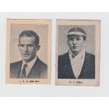 Cigarette cards, South Africa, Hartley's Tobacco Co, South African English Cricket Tour 1929, two