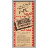 Advertising, Grand Marnier, a fold-out relief map of Paris, English language, in card covers,