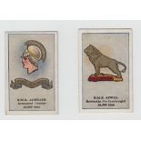 Cigarette cards, Australia, Sniders & Abrahams, Crests of British Warships (set, 64 cards, plus