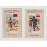 Trade cards, Belgium, Chocolat Antoine, The Post in Many Lands, 'X' size (set, 100 cards, a few