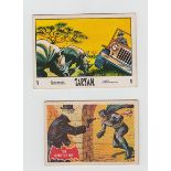 Trade cards, Anglo Confectionery, Tarzan, (65/66 missing no 64) & A & BC Gum, Batman, 'X' size, (