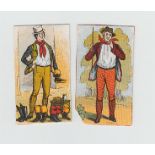 Cigarette cards, USA, Allen & Ginter, Dickens Characters Burlesqued (ref N61), 2 cards, (both