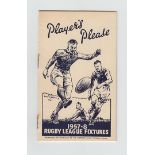 Tobacco issue, Rugby League, Player's Fixture card, 1957/58 for Leeds, Batley, Bradford Northern,