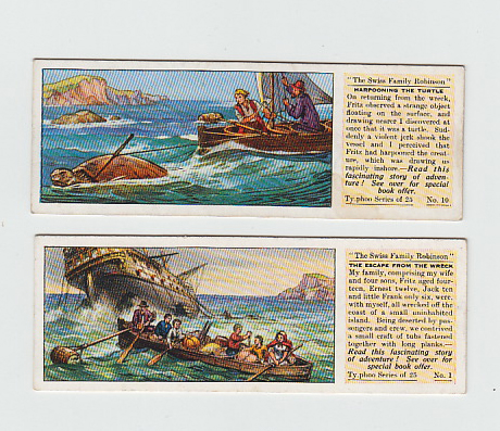 Trade cards, Typhoo, four sets, The Swiss Family Robinson, British Birds & their Eggs, Interesting