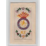 Postcards, Military, 7 Regimental embroidered silks, RE (2), RFA, RAMC, Royal Sussex 1916,