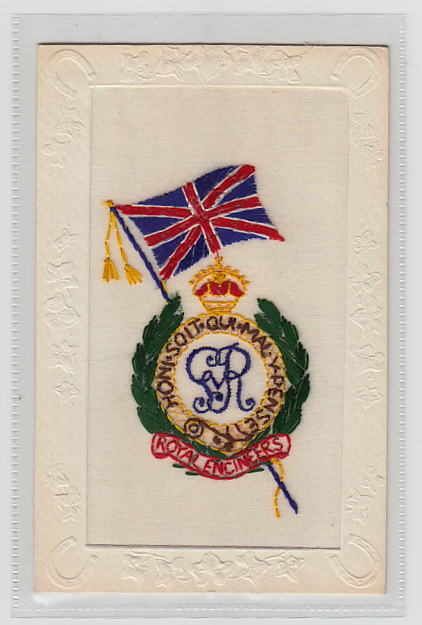 Postcards, Military, 5 Regimental embroidered silk for Royal Engineers, RFA, Yorkshire Regiment (