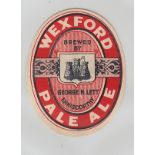 Beer Label, George H Lett, Enniscorthy, Wexford Pale Ale, v.o, (vg) (1)