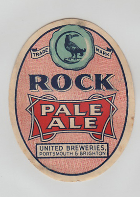 Beer Label, United Breweries Portsmouth & Brighton, Rock Pale Ale, v.o, (slight marks, o/w gd) (1)