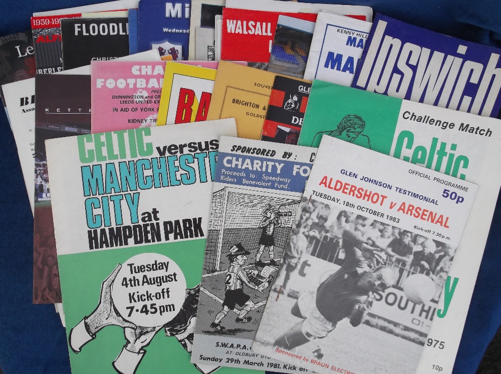 Football programmes, a collection of approx 70 friendly match programmes, 1960's onwards, many