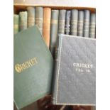 Cricket, a collection of 14 bound volumes of  'Cricket, A Weekly Record of the Game' 1886, 1887,