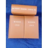 Cricket, John Wisden's Cricketers' Almanacks, three original softbacked editions, each re-bound in