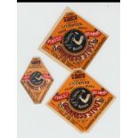 Beer Labels, G Smith Limited, Liverpool, Guinness, three labels, 2 square, one has cut corners