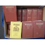 Cricket, John Wisden's Cricketers' Almanacks, a collection of fifteen original hardbacked