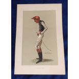 Horseracing, original Vanity Fair print, 'The Favourite Jockey' (Fred Archer) by Spy, 28 May 1881 (