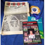 Football, Southampton FC, selection inc 1976 Cup Final programme, with Southampton rosette &