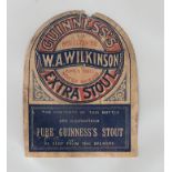 Beer Label, Guinness's Extra Stout, bottled by W A Wilkinson, North Shields, beehive shape, (