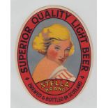 Beer Label, Stella Brand, bottled in Scotland, Superior Quality Light Ale, v.o, (95mm high)  (vg) (