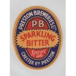 Beer Label, Preston Breweries Ltd, Preston, Sparkling Bitter, v.o, (85mm high) (gd/vg) (1)