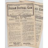 Football programmes, Fulham homes, 1945/46, 4 programmes v  West Ham (cr), WBA, Brentford &