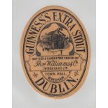 Beer Label, Guinness's Extra Stout, bottled by Thos Williams & Co, Wrexham, v.o, (vg) (1)