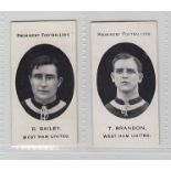 Cigarette cards, Taddy, Prominent Footballers, (London Mixture backs), West Ham United, 2 cards,