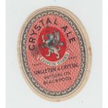 Beer Label, Singleton & Crystal, Blackpool, Crystal Ale, Griffin Brand, small v.o, 70mm height, (