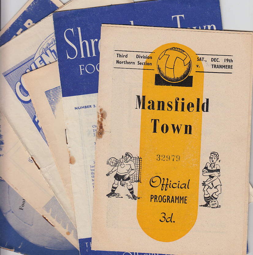 Football programmes, selection, 1949/50 to 56/57, 19 programmes, various clubs inc. Mansfield,