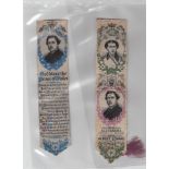 Silk Bookmarks, two bookmarks by Stevens of Coventry, one showing HRH Alexandra Princess of