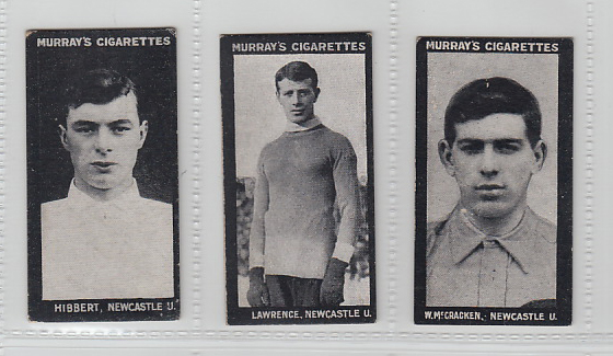 Cigarette cards, Murray's, Footballers, Series 'H', Newcastle, 3 cards, Hibbert, Lawrence &