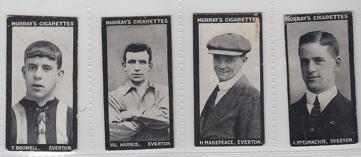 Cigarette cards, Murray's, Footballers, Series 'H', Everton, 4 cards, Browell, Harris, Makepeace &