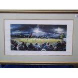 Cricket, three limited edition framed and glazed prints, 'New Road At Night, Worcestershire v