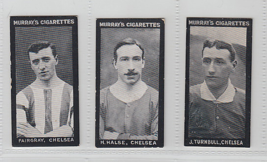 Cigarette cards, Football, Murray's, Footballers, Series 'J', Chelsea, 5 cards, Fairgray, Halse,