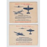 Cigarette cards, Imperial Tobacco Co (Canada), Aircraft Spotter Series, 'L' size, packet issue (55/