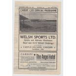 Football programme, Cardiff City v Reading, 13 April, 1946, FLS, 4 page issue (vg) (1)