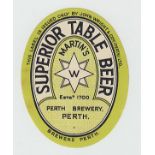 Beer Label, John Wright & Co, (Perth) Ltd, Superior Table Beer, v.o, scarce, (sl mark to back o/w