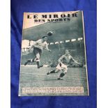 Football, 'Le Miroir Des Sports' magazine, 31 May, 1938 including good coverage from the France v