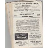 Football programmes, Tooting & Mitcham homes, 1955/56 to 1960/61 inc. Hendon AC 55/6, Cambridge City