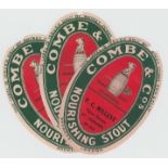 Beer Labels, Watney Combe Reid & Co, three large v.o's, (140mm high), F C Millest, St Leonards on