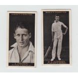 Cigarette cards, Cricket, Ogden's, Australian Test Cricketers (inc. Bradman) (set, 36 cards) (gd/vg)