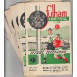 Football programmes, Fulham homes, 1949/50 to 1959/60 (20) inc. Man City 49/50, Tottenham 50/1,