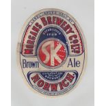 Beer Label, Morgan's Brewery Co Ltd, Norwich, Brown Ale, v.o, (slight marks o/w gd) (1)