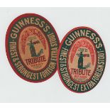 Beer Labels, Tribute brand, Guinness Labels, (2), c1920's?, different, 88mm and 92mm high (gd)