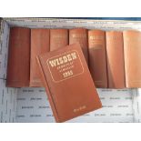 Cricket, John Wisden's Cricketers' Almanacks, a collection of eight original hardbacked editions,