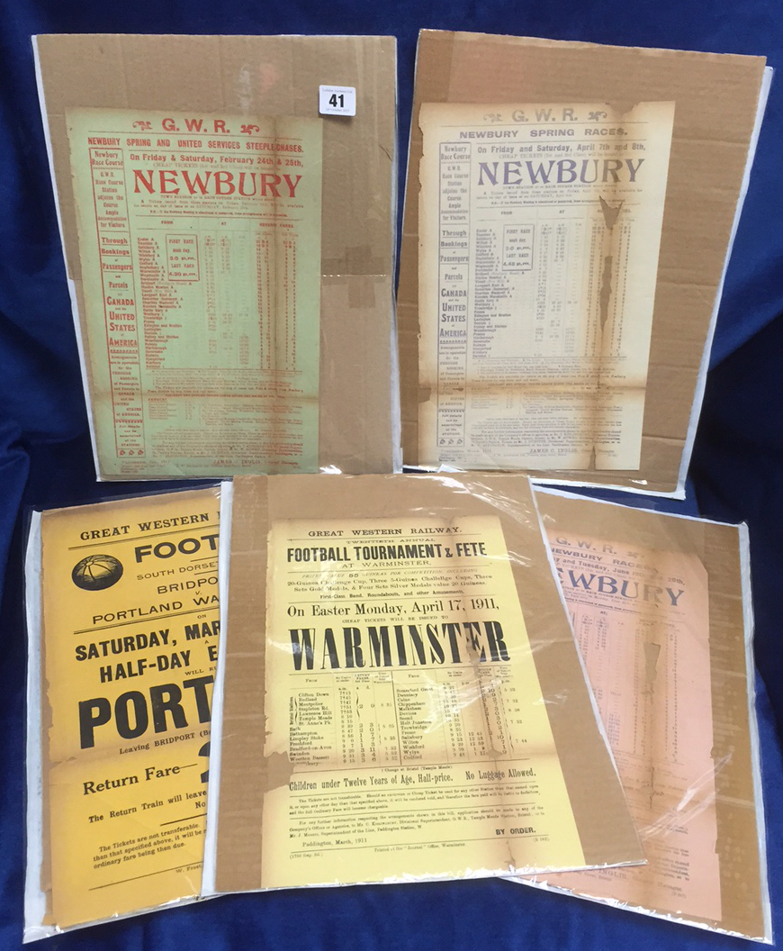 Sport/Railways, 5 large GWR excursion flyers, three different for horseracing at Newbury, two