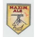 Beer Label, Vaux & Co, Sunderland, Maxim Ale, shield shaped label, scarce 1928, ( sl mark on back,