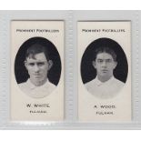 Cigarette cards, Taddy, Prominent Footballers, (London Mixture backs), Fulham, 2 cards, W. White &