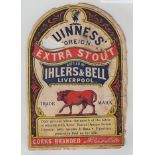 Beer Label, Guinness's Extra Stout, bottled by Ihlers & Bell, Liverpool, (worn & fragile) very