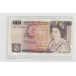 Banknotes, three Bank of England £10 notes, Somerset prefix CZ21, Gill prefix HZ43 & Kentfield