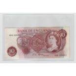 Banknotes, two Bank of England notes, Ten shillings, Fforde prefix O6W & Twenty pounds Kentfield